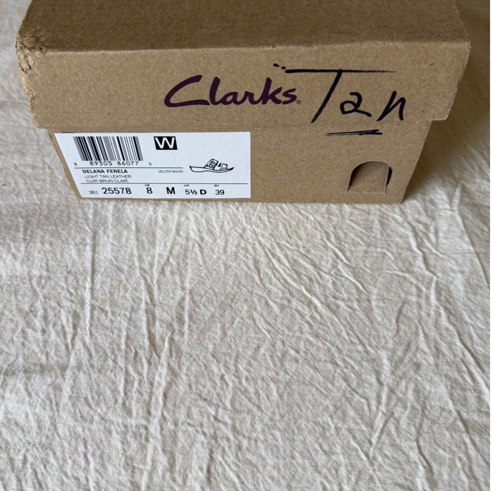 Clarks Delana Fenela Tan Leather Snakeskin Slide Wedge Sandals 8M 26125578 - Picture 7 of 10